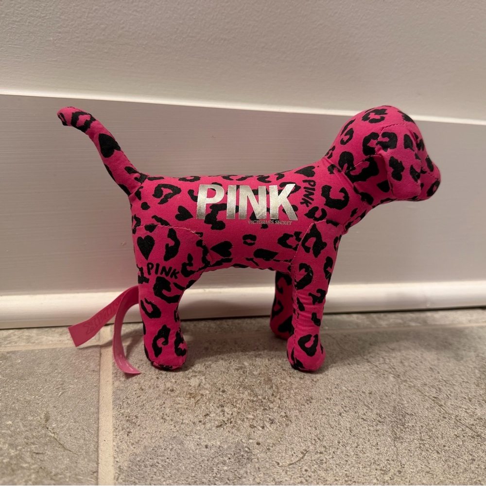 Victorias Secret PINK Leopard Dog Plush Hot Pink “FOREVER” Y2K Retro Collectible
